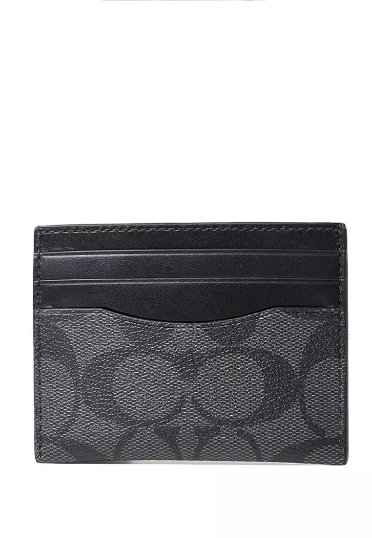 Buy Coach Coach Slim ID Card Case In Signature Canvas - Black 2024 ...