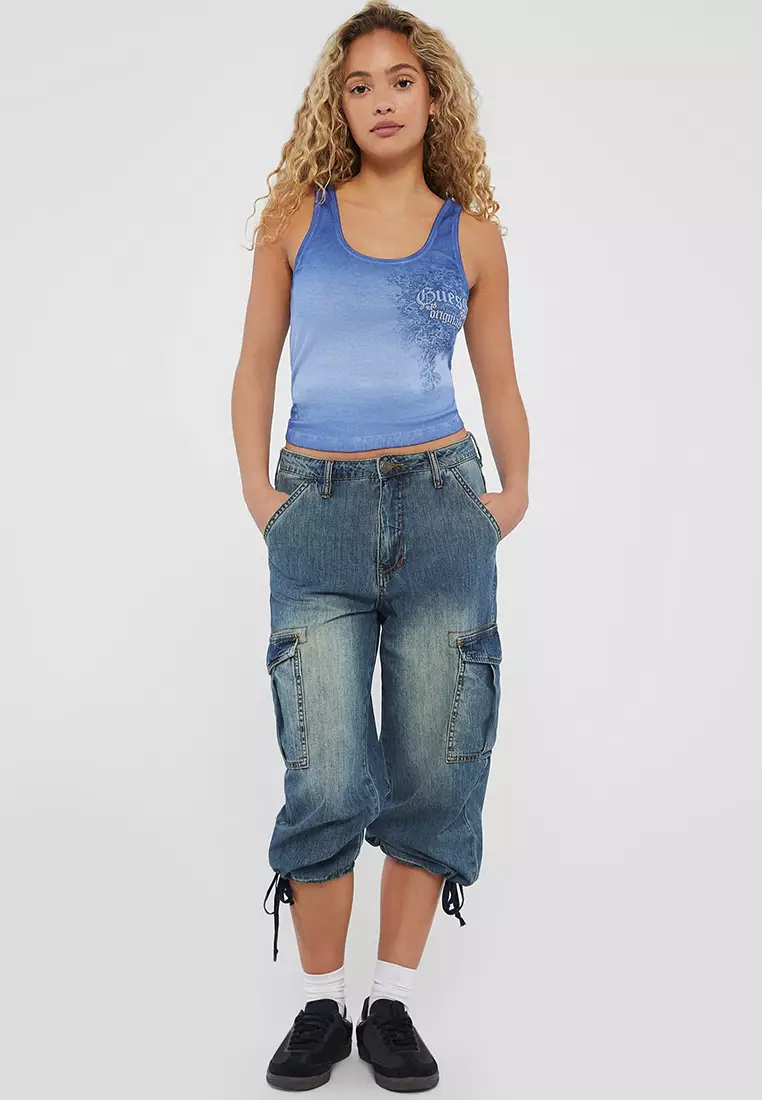 Pantalon Capri Guess En Jean - Taille 28 - Délavé - Occasion Très Bon État