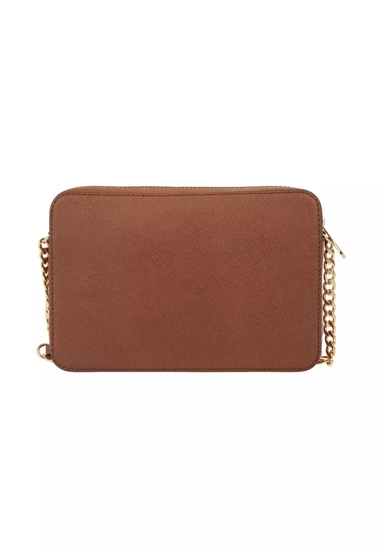 JET SET 棕色金属链条女士单肩斜挎包