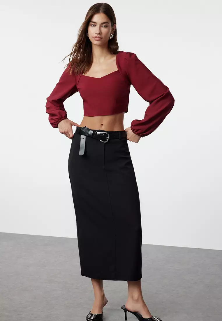 Cropped Balloon Sleeves Top