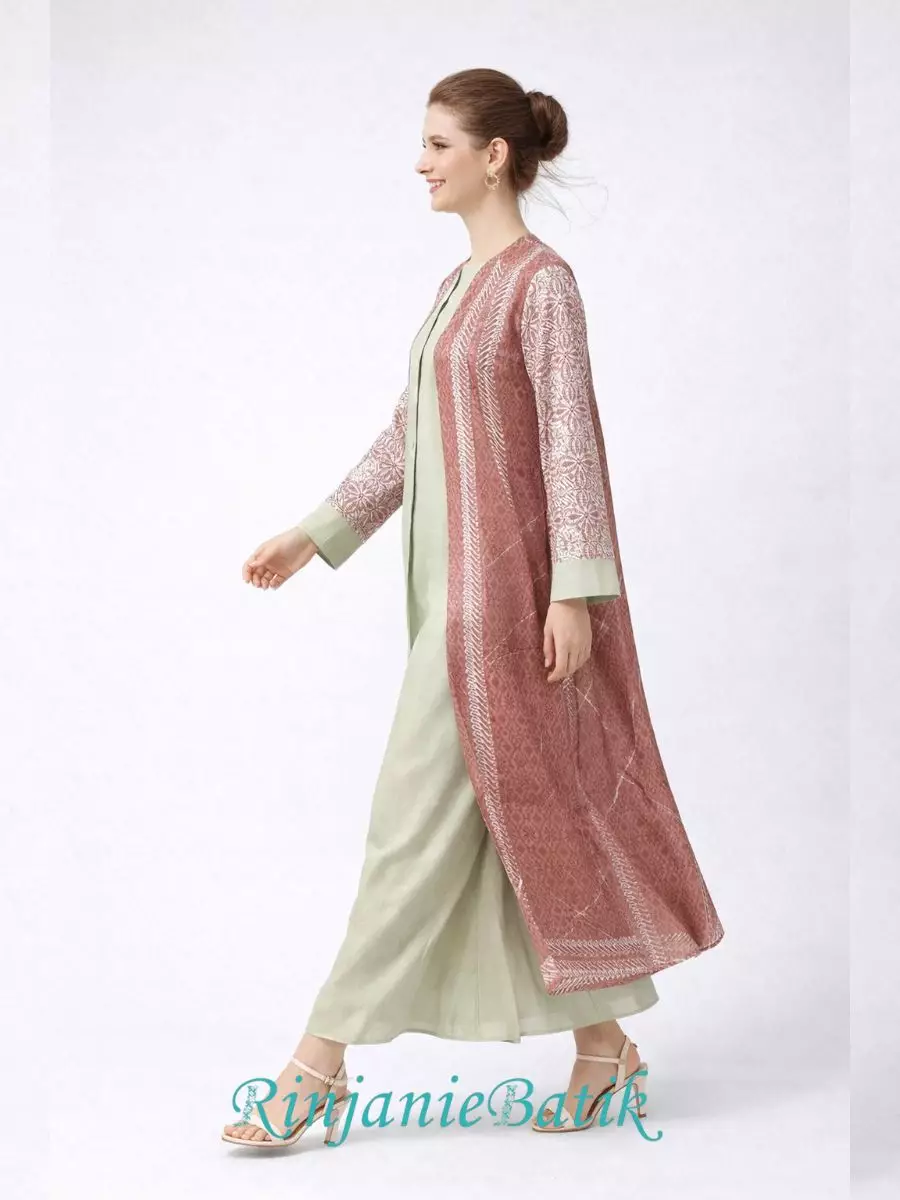 Rinjanie Batik - PDEU CR - Gamis Ramadhani Caramel - Batik Cap - Dress Raya