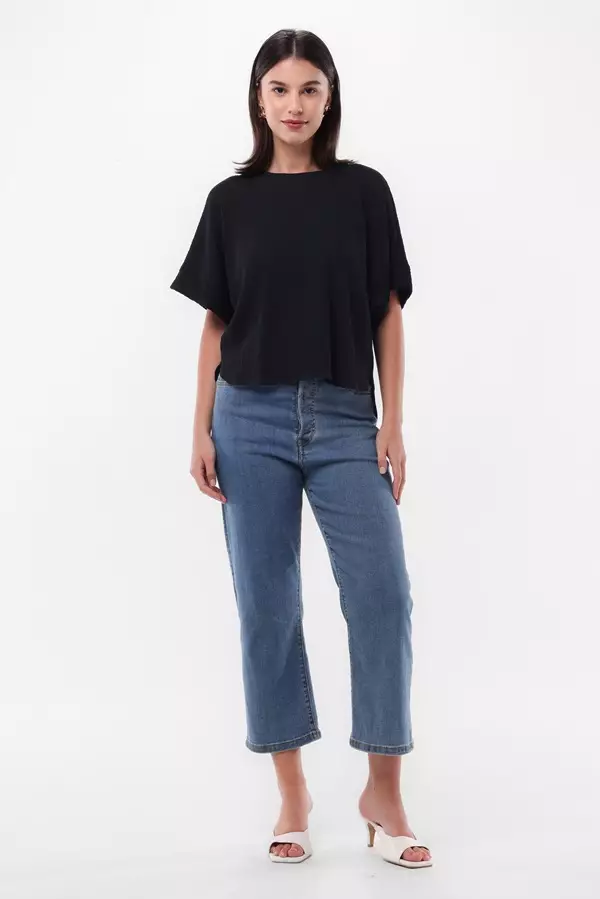 Minimal Bambi Batwing Crop Top - Navy