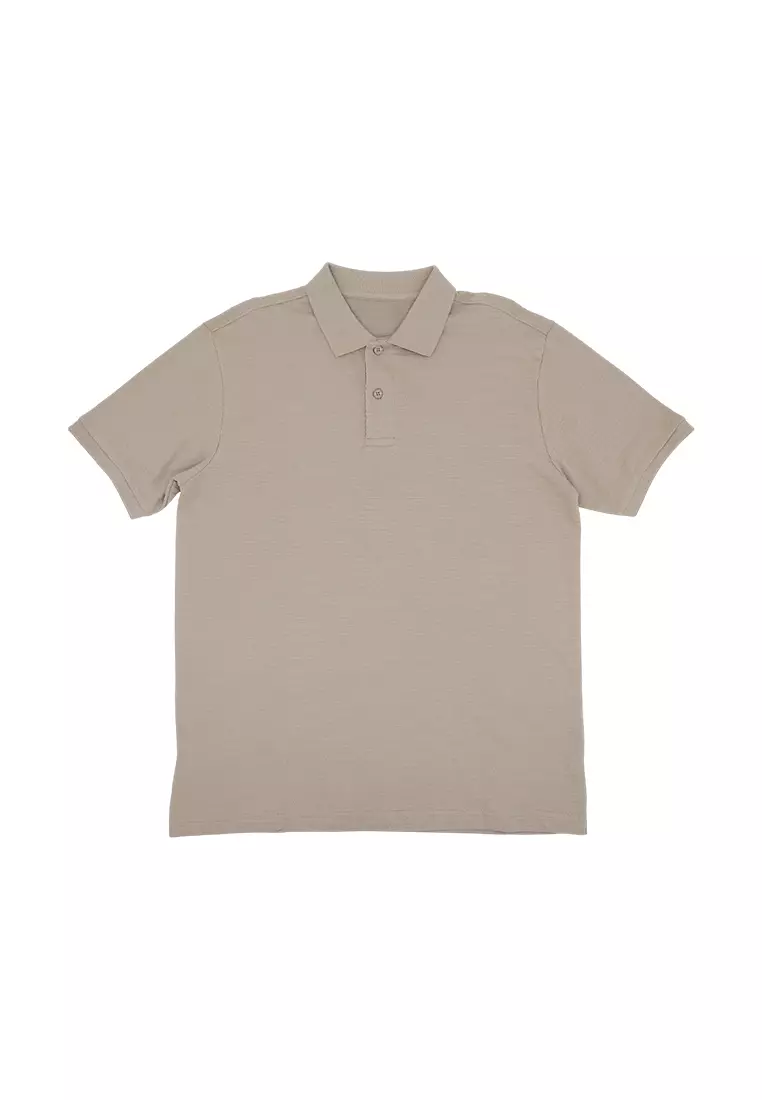 Men's Plain Poloshirt Special Fabric - Taupe