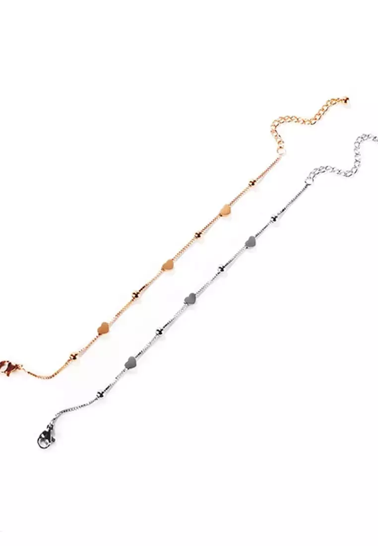 Lovett Dainty Heart Pendant Bracelet in Rose Gold