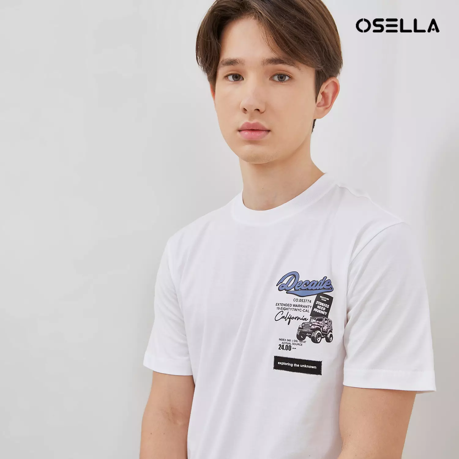 [NEW] Osella Regular Fit Print Decade T-Shirt In White 2074400601 | Kaos Pria