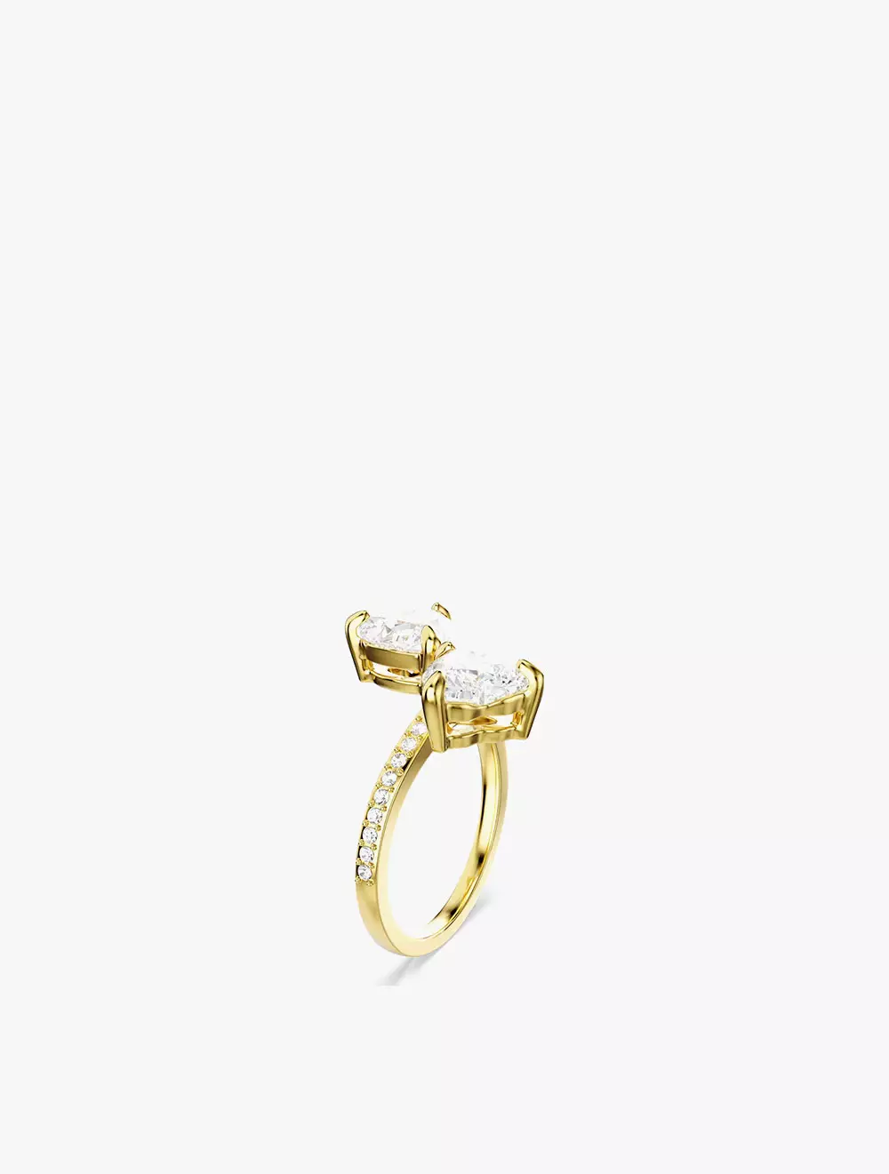 Mesmera Open Ring, Heart Cut, Pavé, White, Gold-Tone Plated