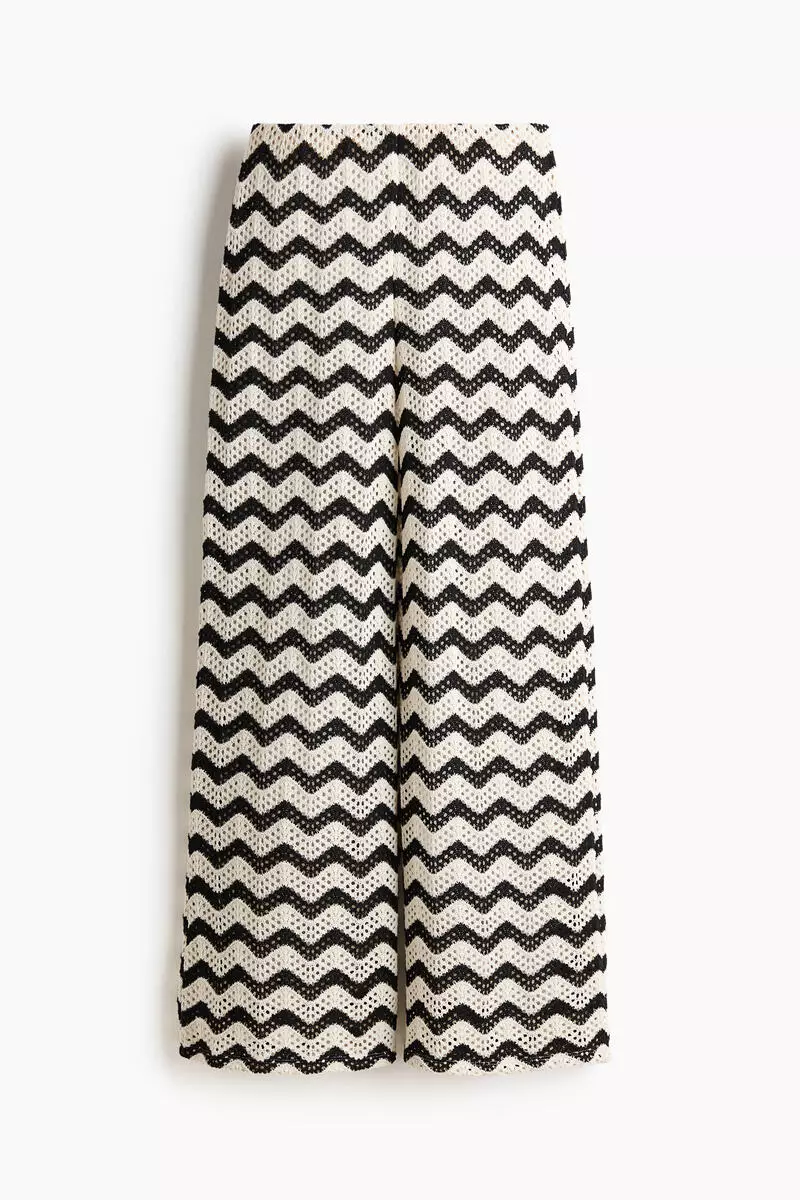 Wide textured-knit trousers