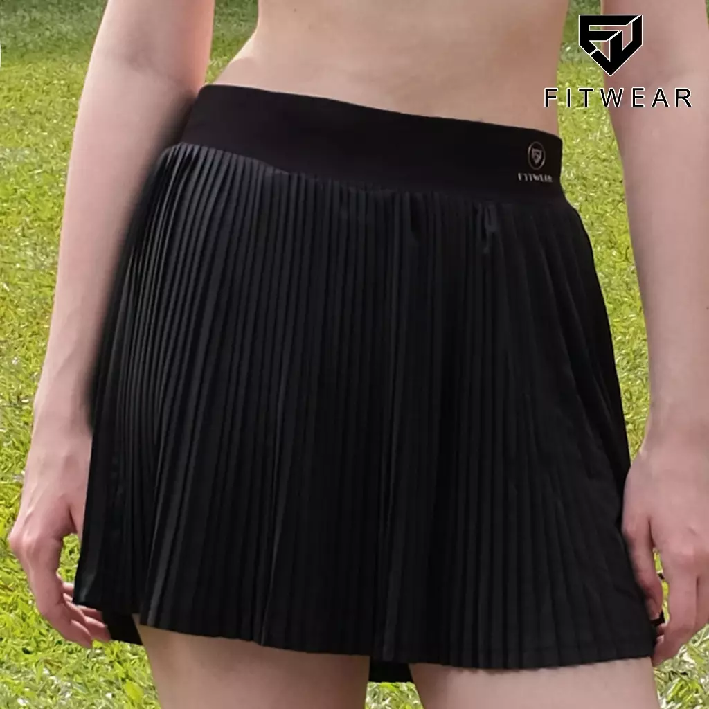 Fitwear Rok + Inner Padel Wanita Olahraga PRISCILLIA NARROW PLEATS - BLACK