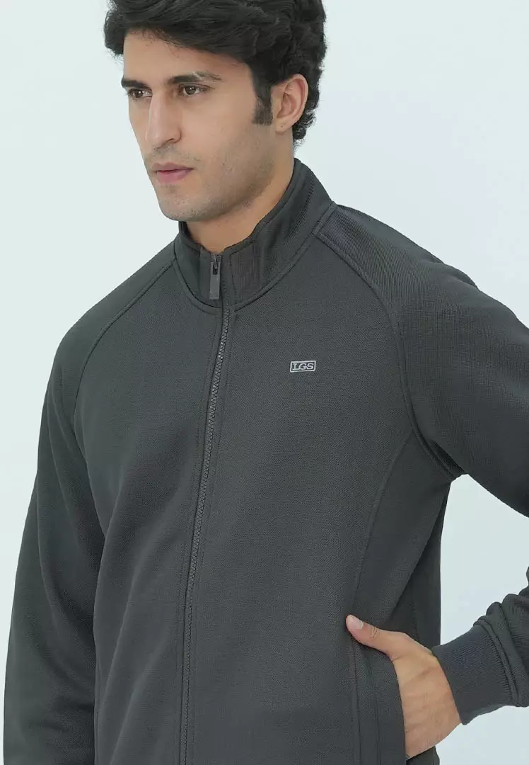 LGS - Jaket Casual - Stand Collar - Full Zipper - Abu - JJK.555.205.002.C