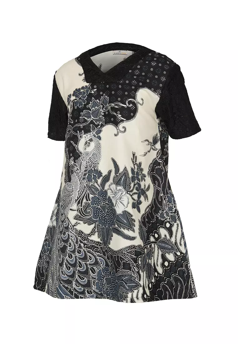 Baju Anak Perempuan Gervasa 4Th-12Th Dress Batik Anak Black White Lengan Pendek