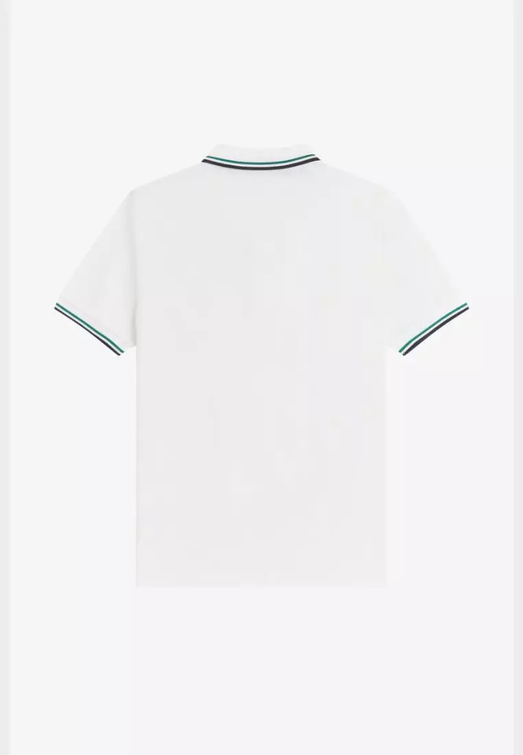 Fred Perry M3600 The Twin Tipped Fred Perry Shirt (Snow White / Sports Green / Navy)