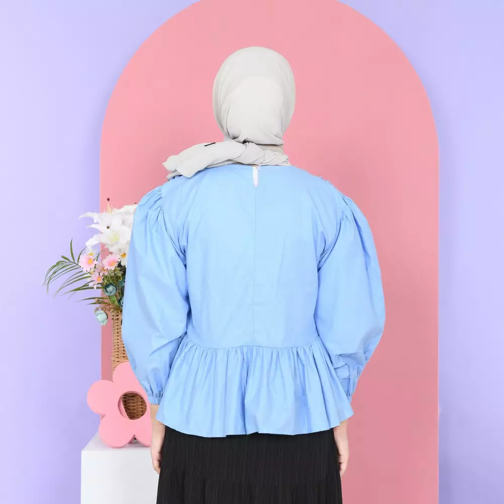 Liora Rubber Blouse - Soft Blue M19619 R21S1