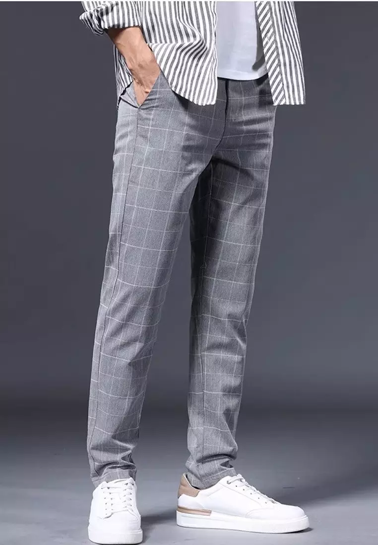 Checked Slim Fit Suit Pants