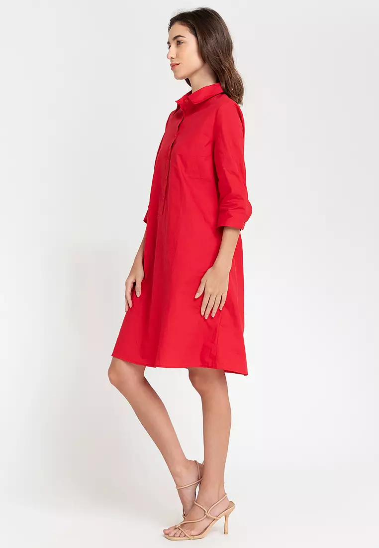 Cleta Sleeve Collared Shirt Dress