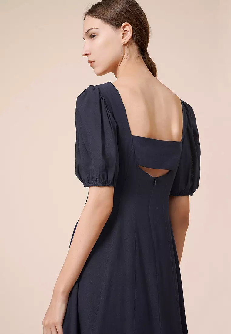 Bubble Sleeves Midi Dress