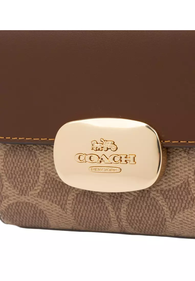 Eliza Small Wallet In Signature Canvas - Tan/Brown