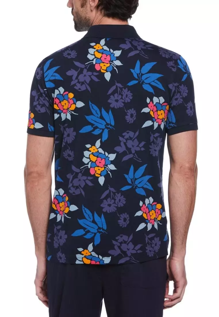 Jersey All Over Print Floral Polo Shirt
