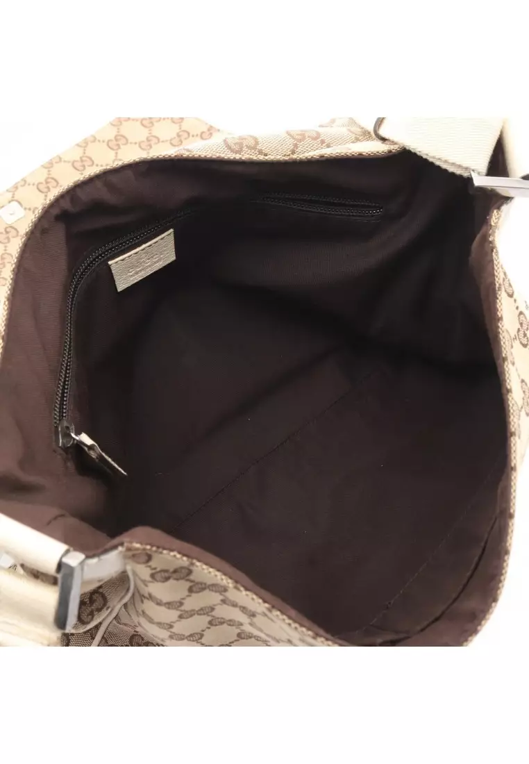Pre-Loved Gucci GG canvas Shoulder bag canvas leather beige ivory