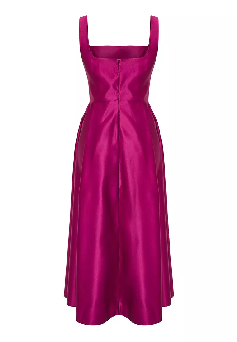 Plum A-Line Satin Woven Elegant Evening Prom Dress TPRAW25EL00040