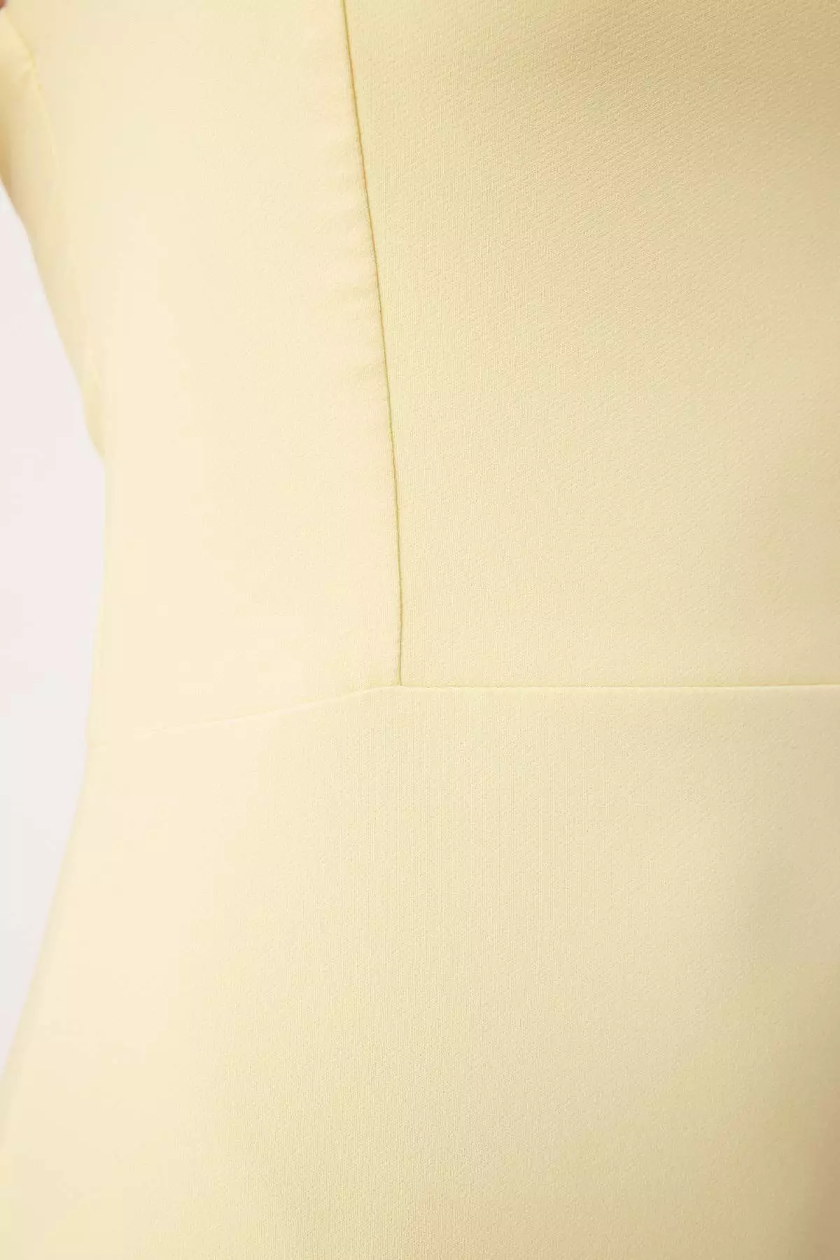 Light Yellow Body-Styling Slit Detailed Midi Woven Dress