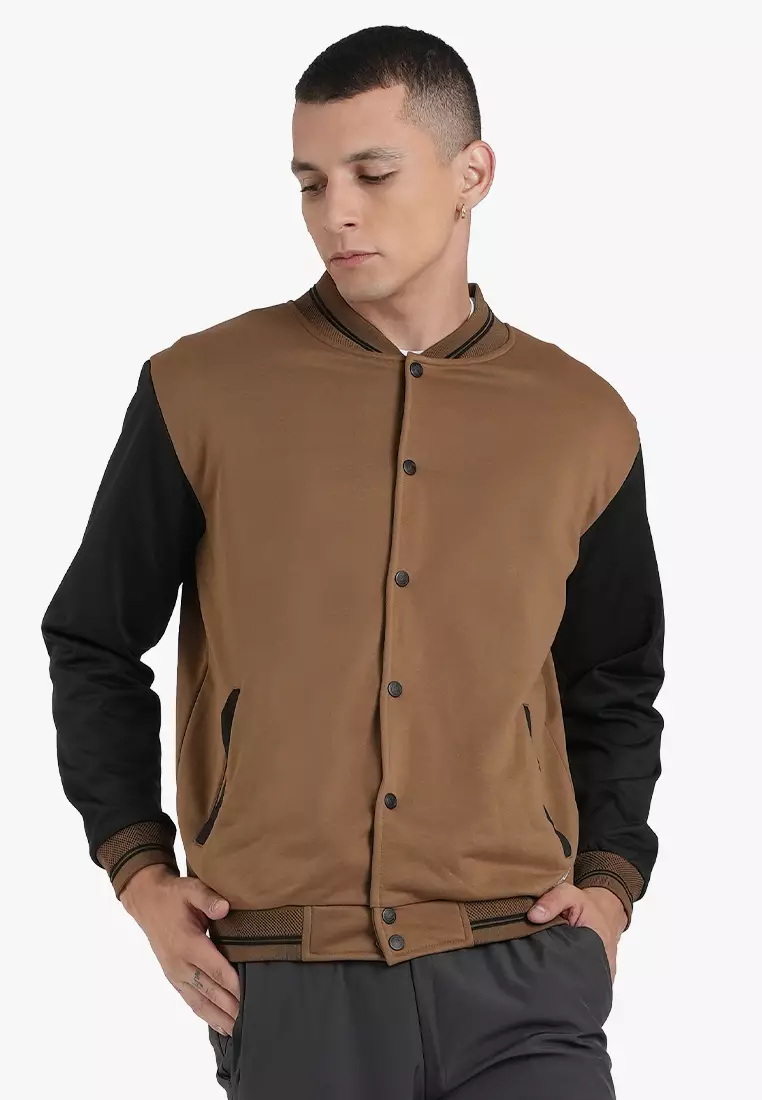 Buy INSPI Varsity Jacket Textured Mocha and Black 2024 Online | ZALORA ...