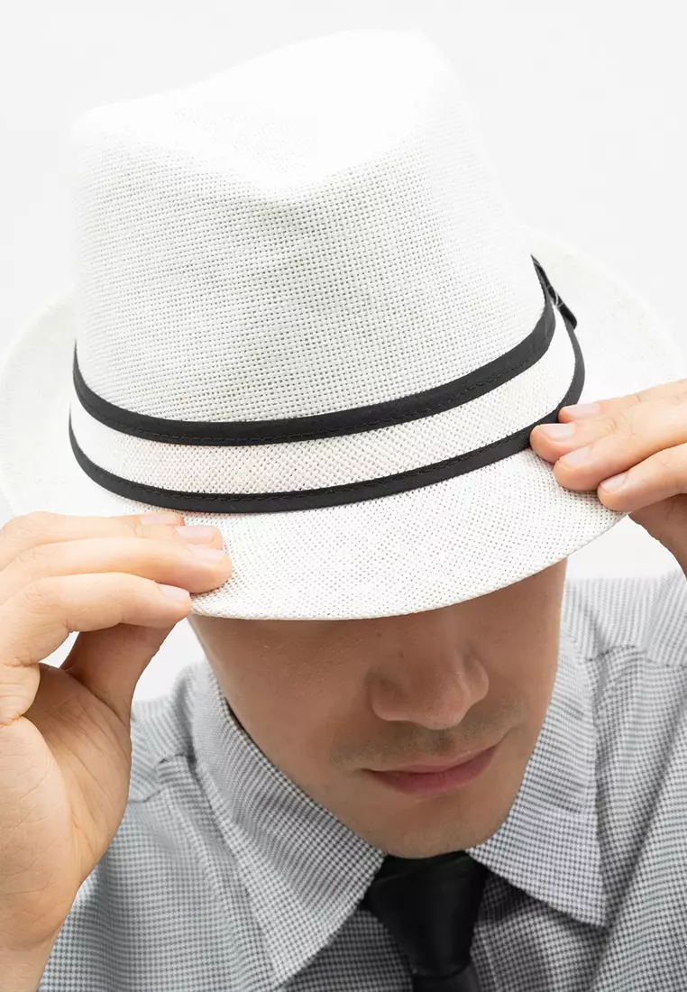 Houseofcuff Topi Fedora Cowboy Hat Fedora Ratan White