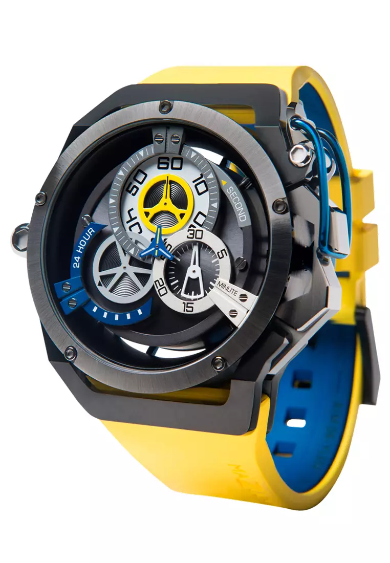 MAZZUCATO RIM SPORT 06-YL654 - Reversible Automatic Watch - Yellow Rubber Strap