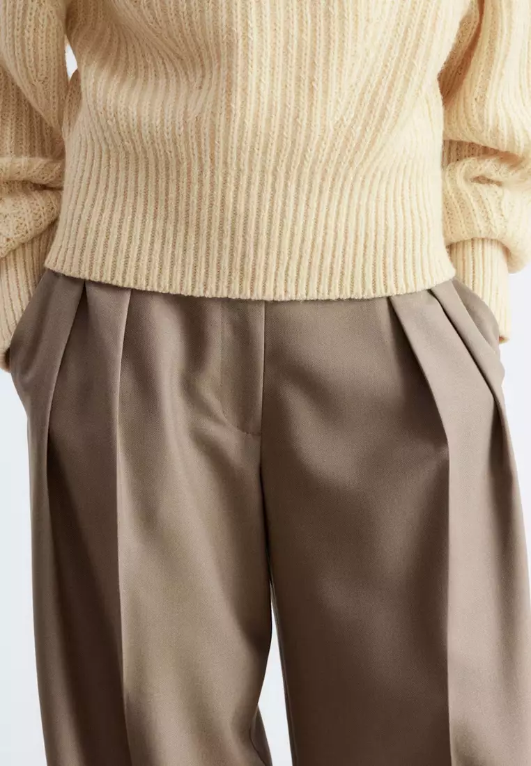 Wool-Blend Tailored Trousers