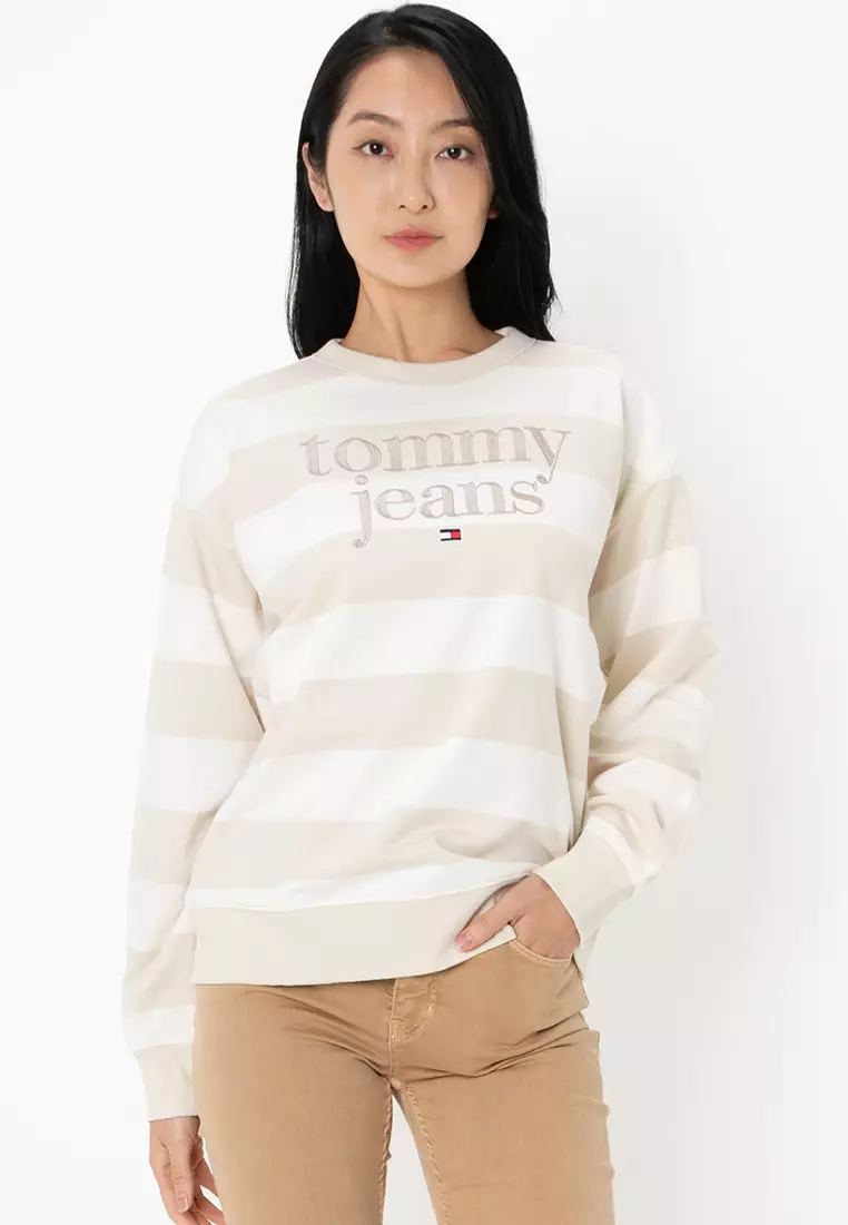 Tommy hilfiger stripe logo sweatshirt discount