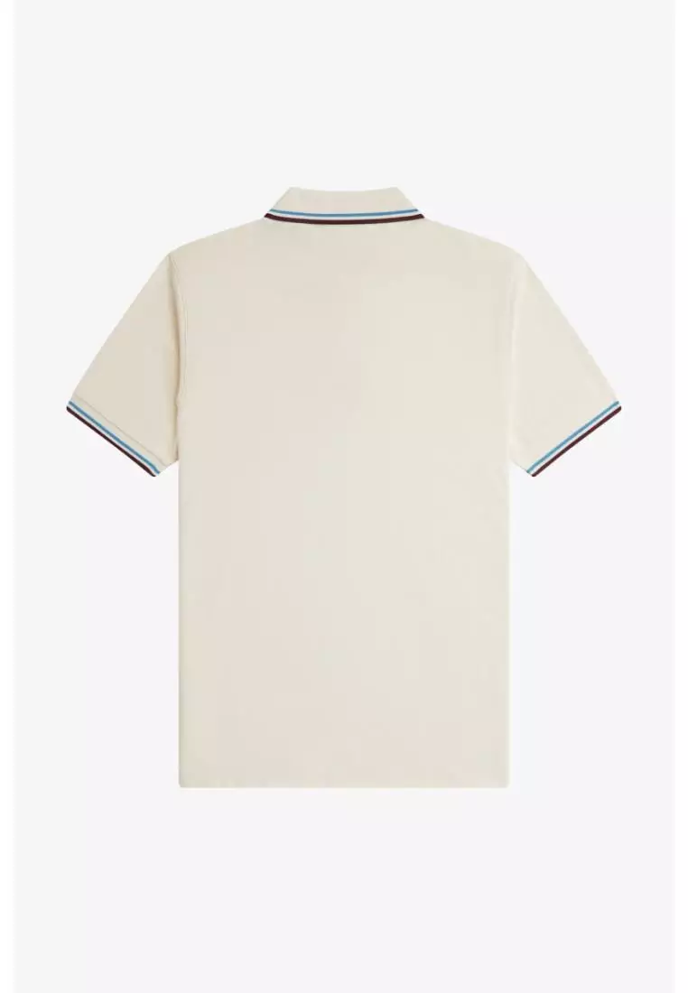 Fred Perry M3600 Twin Tipped Fred Perry Shirt (Ecru / Court Blue / Oxblood)