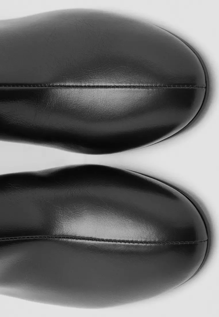 Leather Ankle Boots with Block Heel