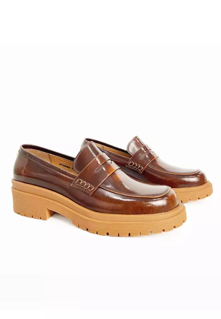 Athena Brown Penny Loafers