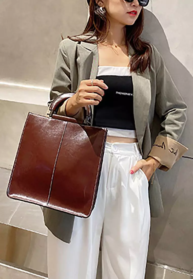 Women's Retro Cowhide Leather Shoulder Bags Tote Bags