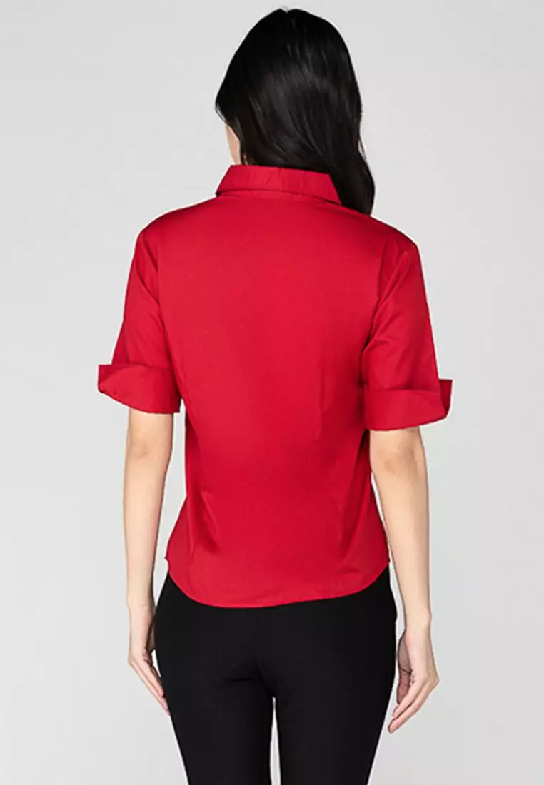 Diana 3/4 Sleeve Pinstripe Button Down Office Blouse