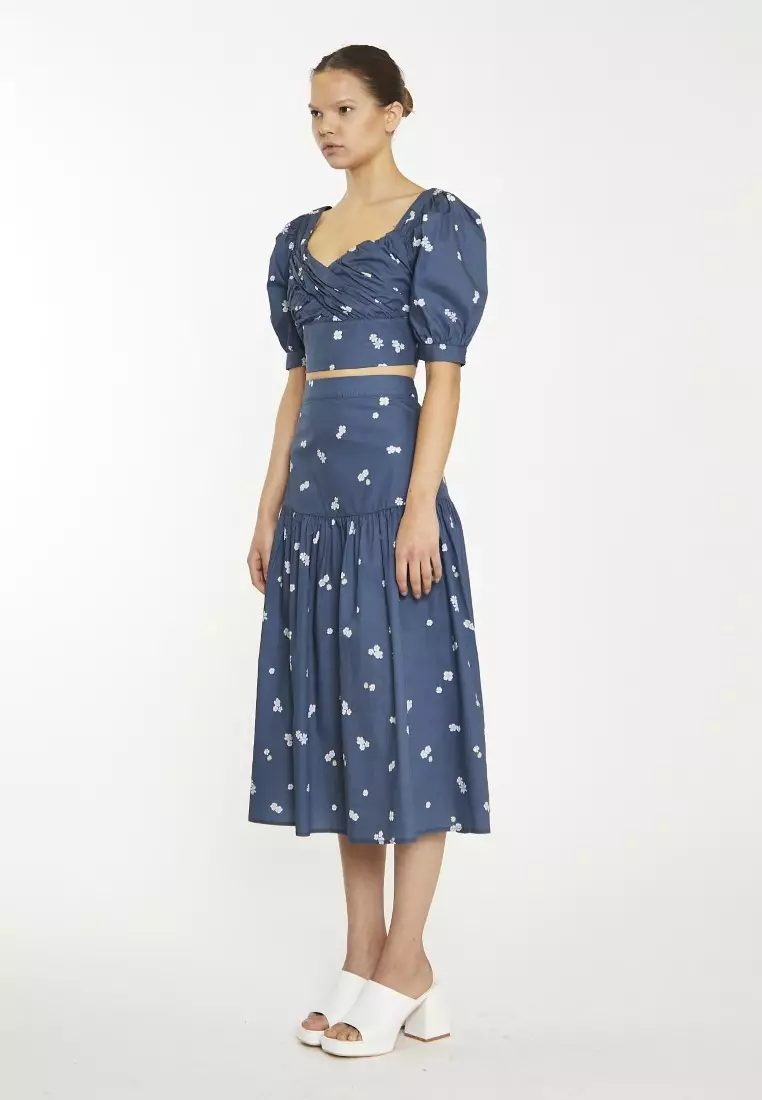 Dropped Waist Midi Skirt