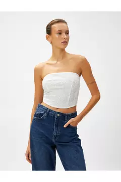 White strapless crop top top