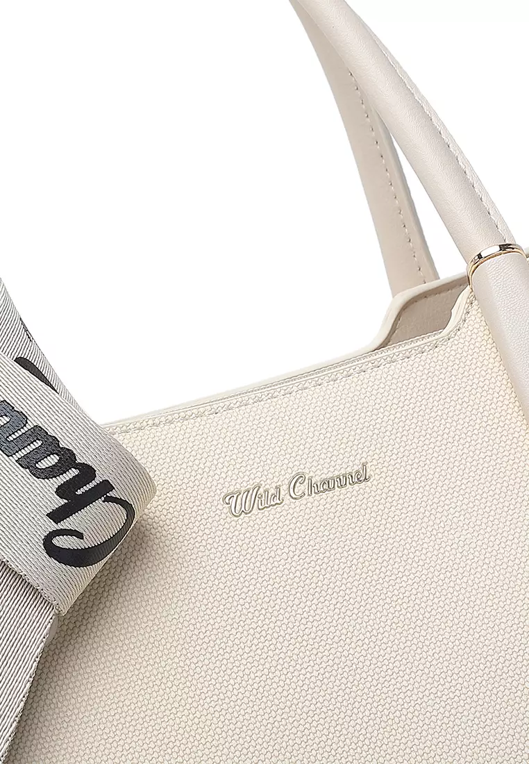 Women's Top Handle Bag / Sling Bag / Crossbody Bag / Shoulder Bag (Tas Tangan Wanita / Tas Selempang Wanita / Tas Bahu Wanita) - Krem