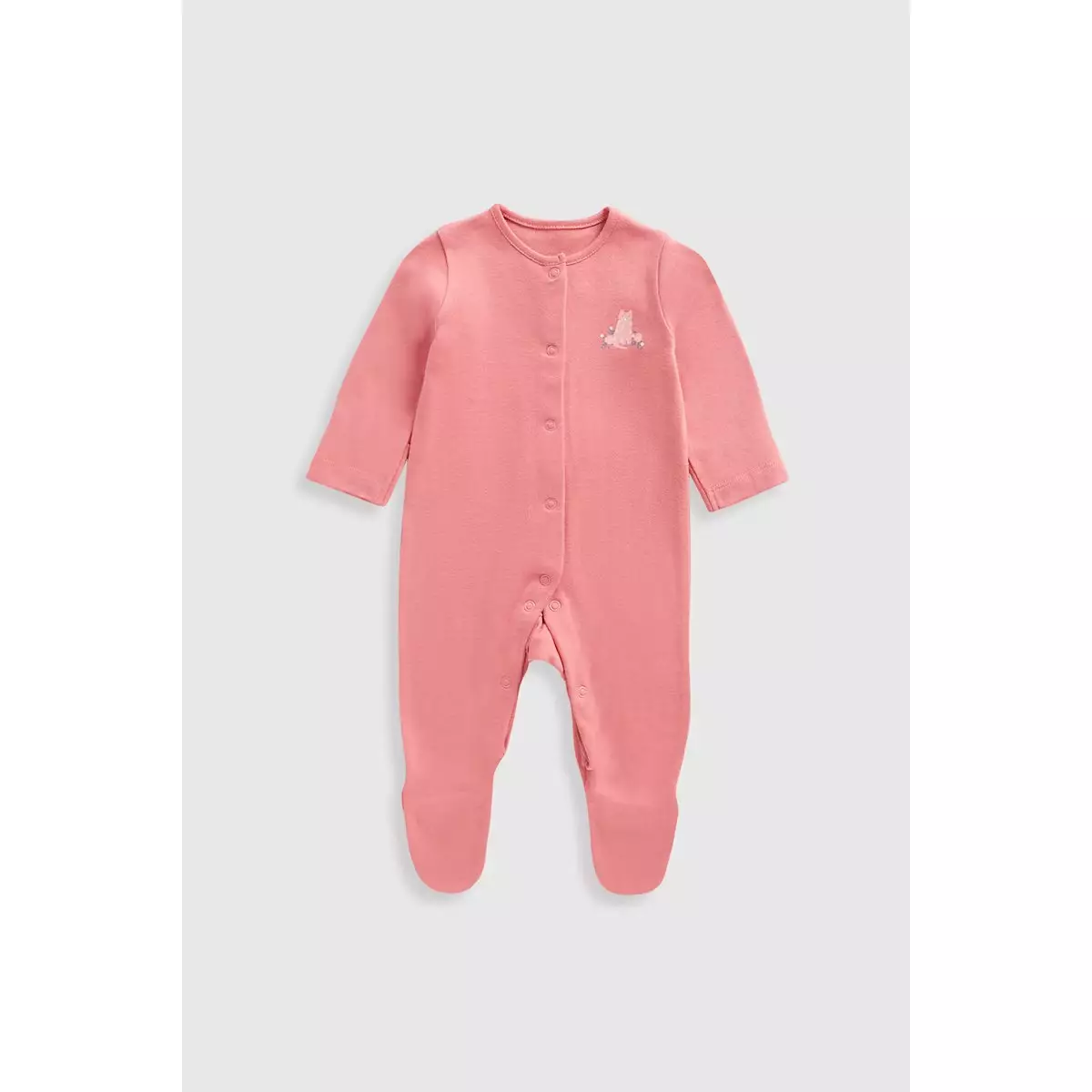 Mothercare Ditsy Floral Baby Sleepsuits - 3 Pack - Baju Tidur Anak Perempuan (Pink)