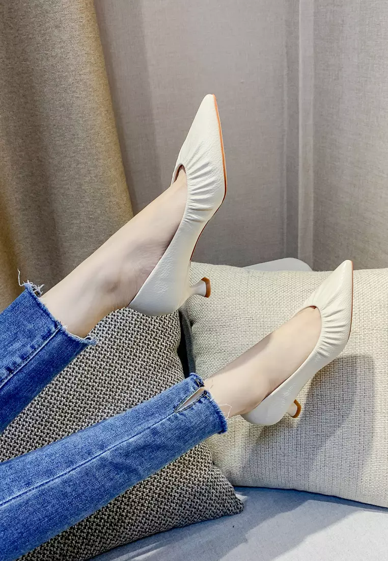 Soft Synthetic Leather Pointy Pumps 2048-9
