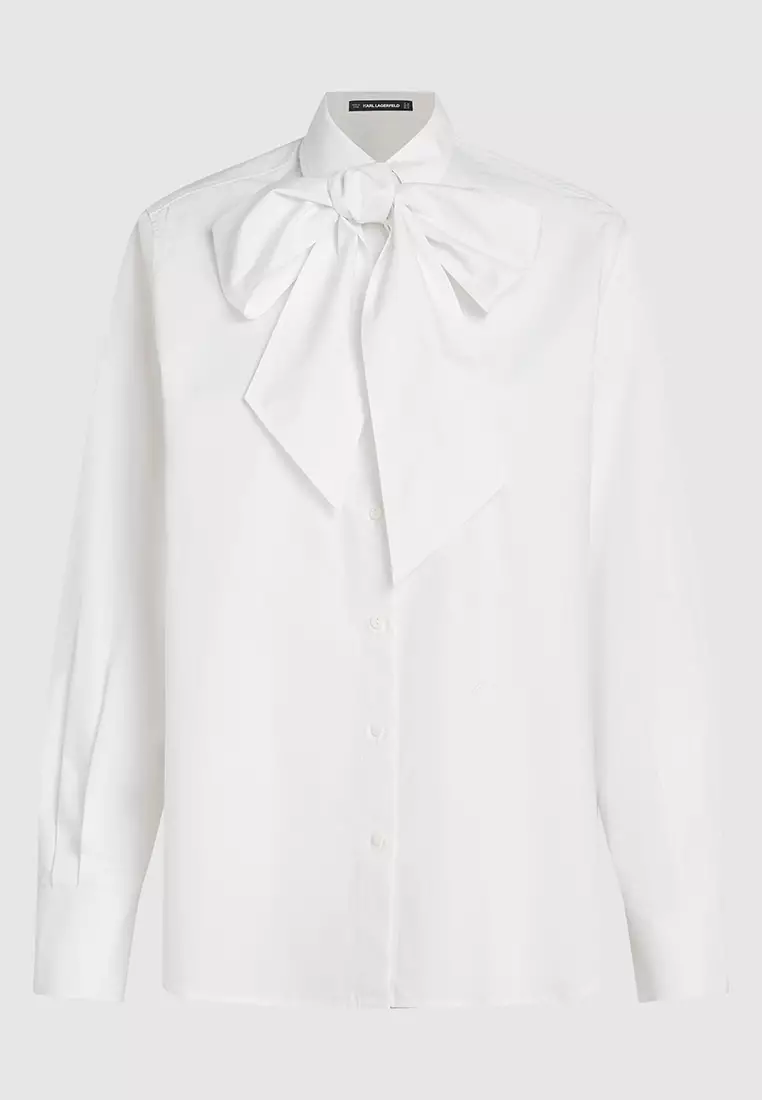 Retro Poplin Bow Blouse