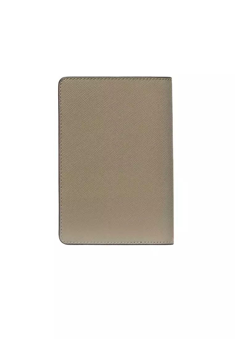 Saffiano Leather Passport Holder Oyster Shell KN778