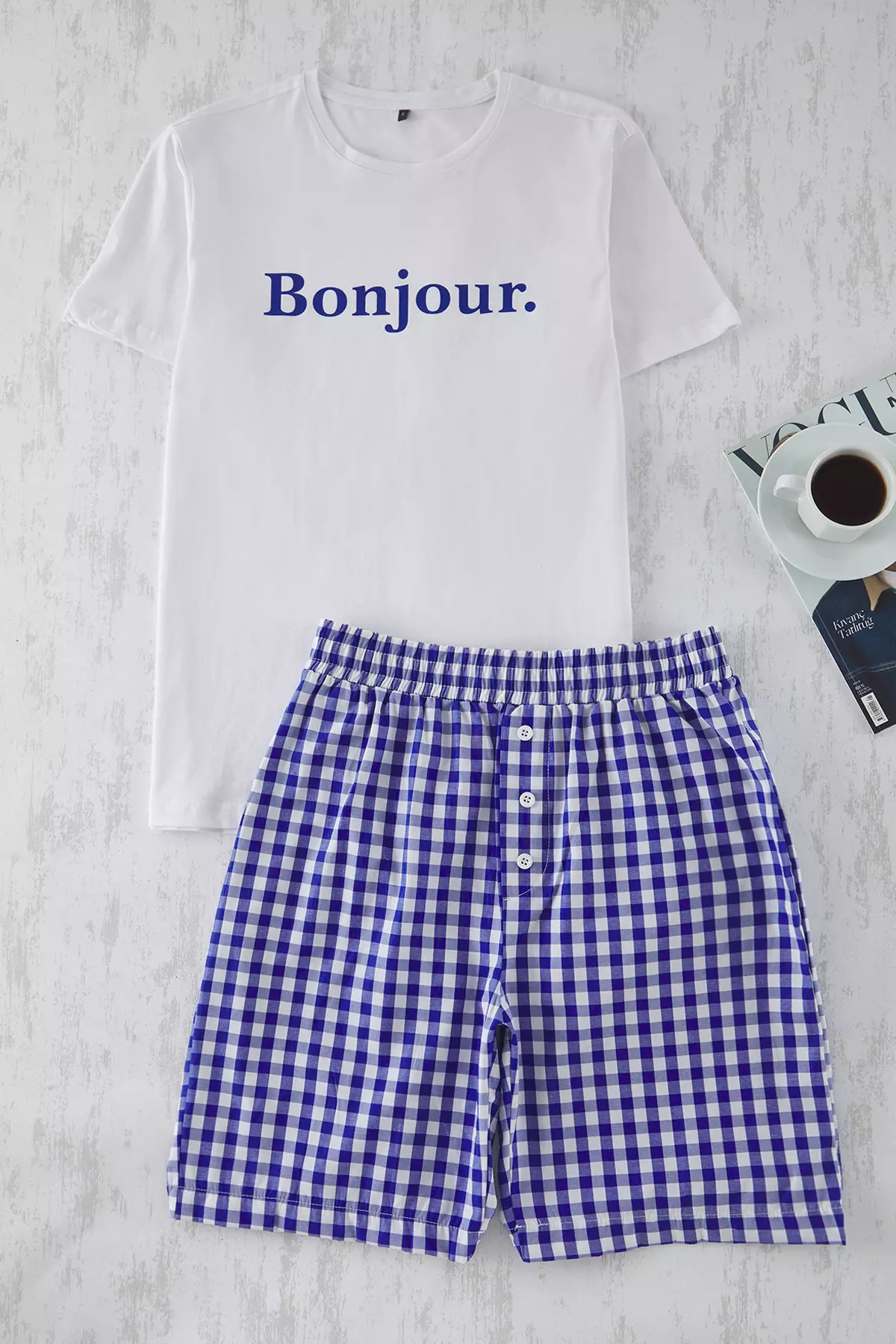 Plaid Shorts Pajama Set