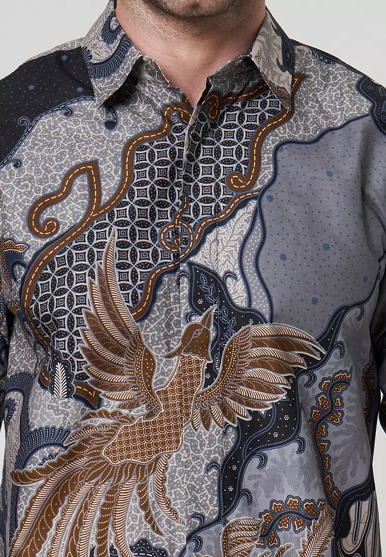 Slimfit Argya Brown Kemeja Batik Pria Lengan Panjang