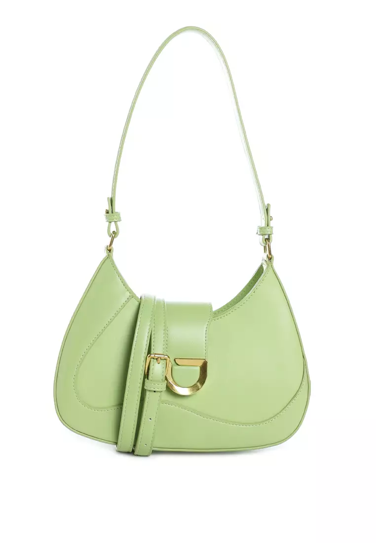Faux leather Shoulder Bag In Green