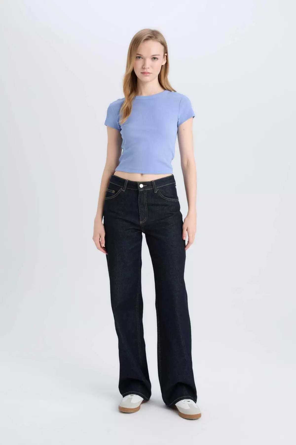 Coool Fitted Basic Plain Ribbed Camisole Short Sleeve T-Shirt E0287Ax25Sm