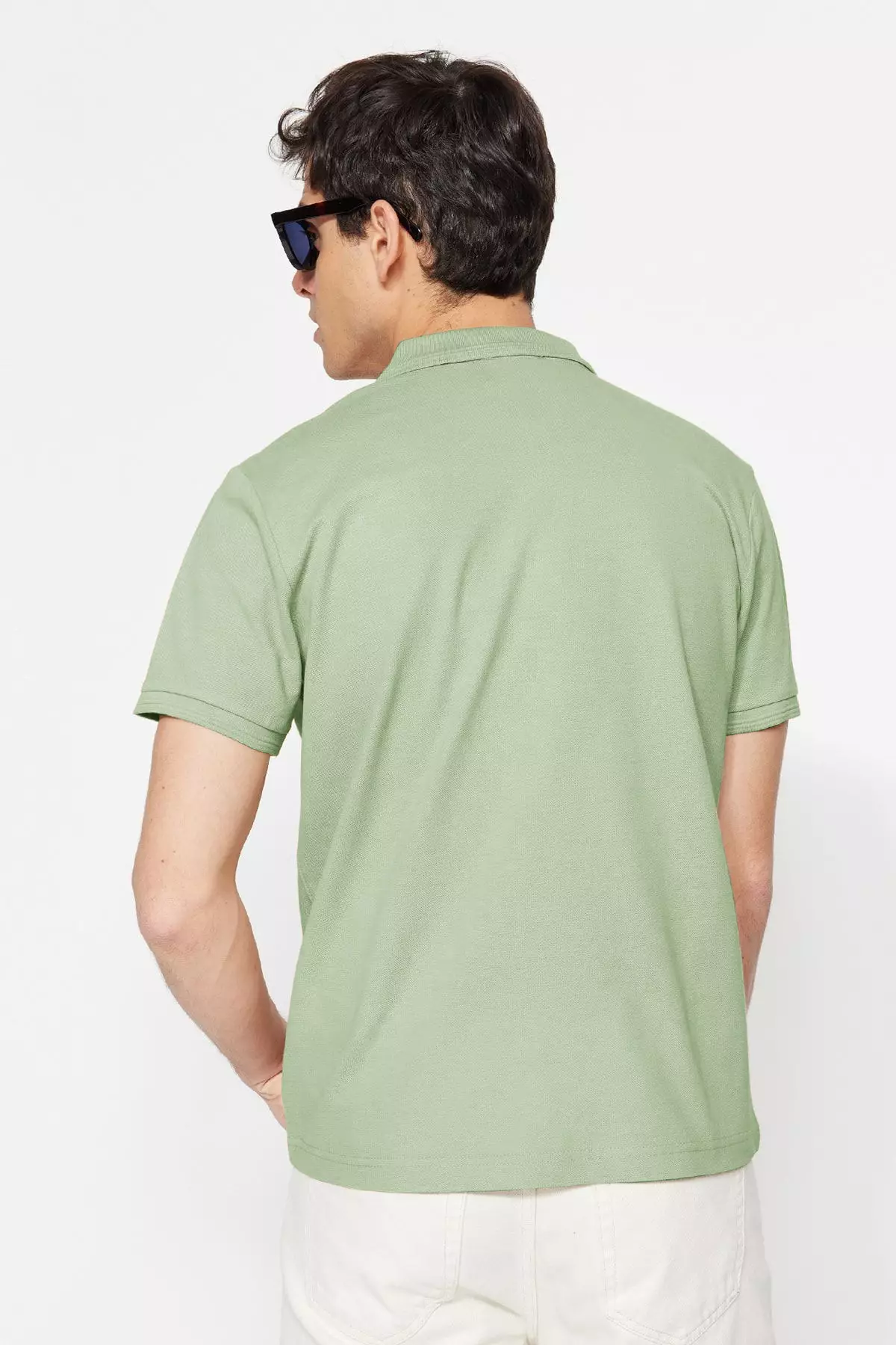 Mint Stripe Slim Fit Polo Neck T-Shirt - 100% Cotton Tmnss20Po0009