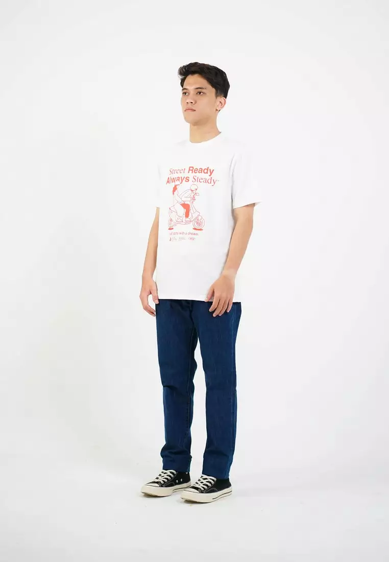 3Second Men's T-Shirt Short Sleeve Regular Fit Cotton Moto OL-C610425