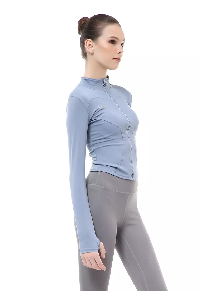 Mikayla Sportwear Jaket Olahraga Wanita Lengan Panjang Adjust Body Shape Material Spandex Lycra ORIGINAL - Light Blue