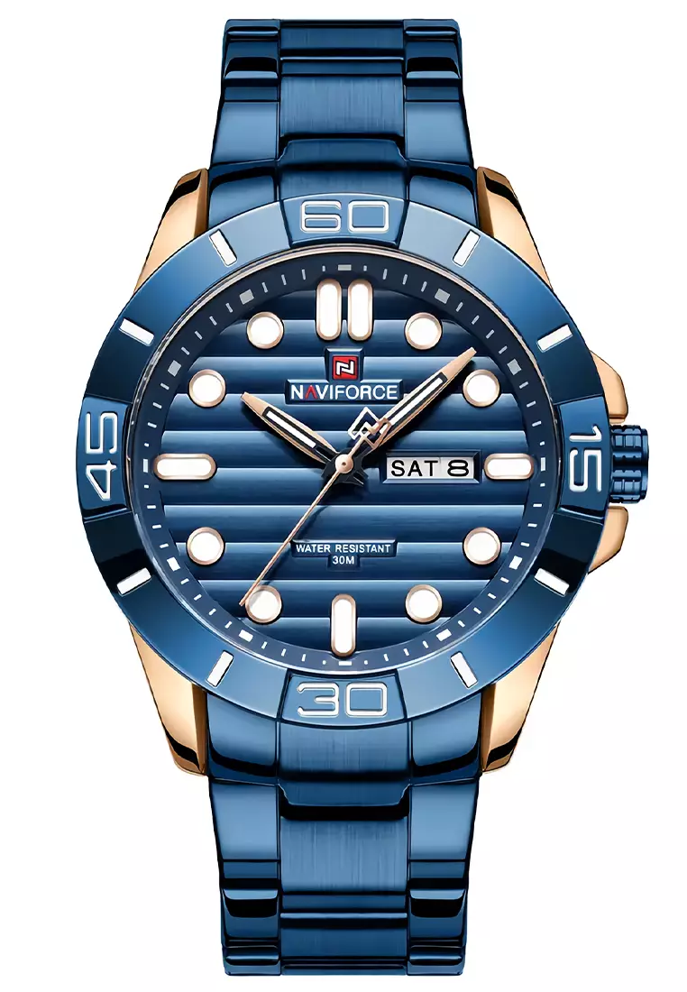 Naviforce Jam Tangan Pria Rosegold Blue Stainless Steel NF9198