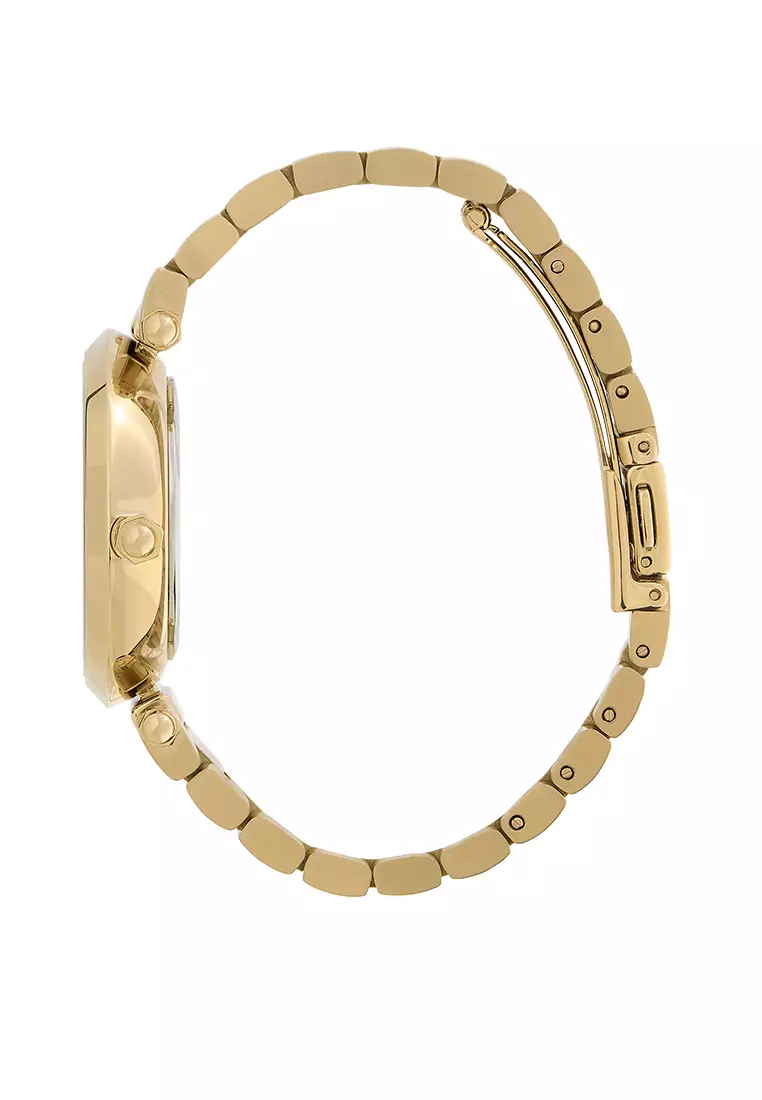 Olivia Burton 34mm Floral T-Bar Green & Gold Bracelet Watch - 24000043